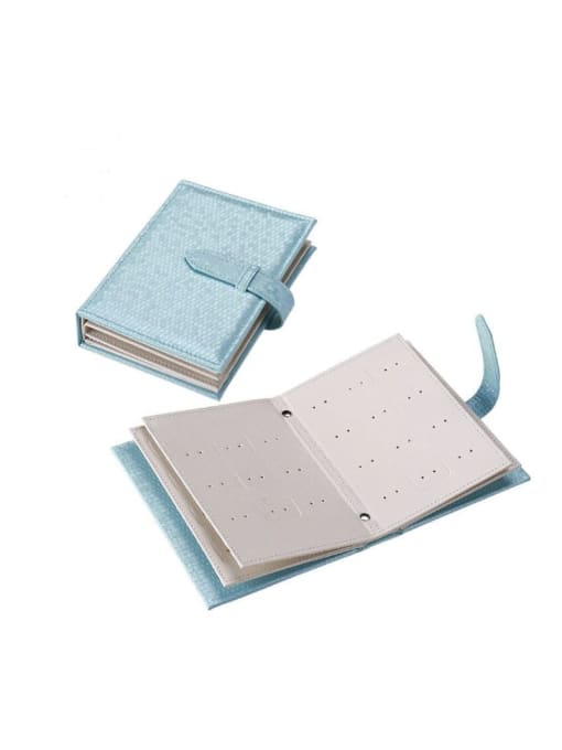 blue Artificial Leather Book shape Storage Box  For Earrings