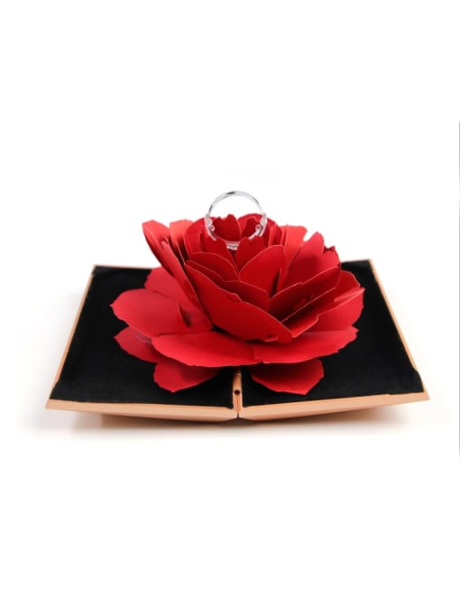 Gold Rose Flower Resin  Jewelry Ring Box For Wending Rings