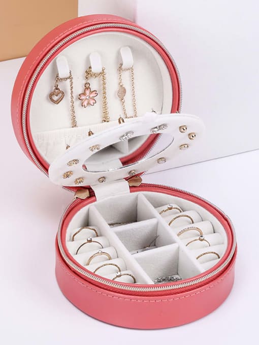 TM Artificial Leather Round Jewelry Storage Box 1