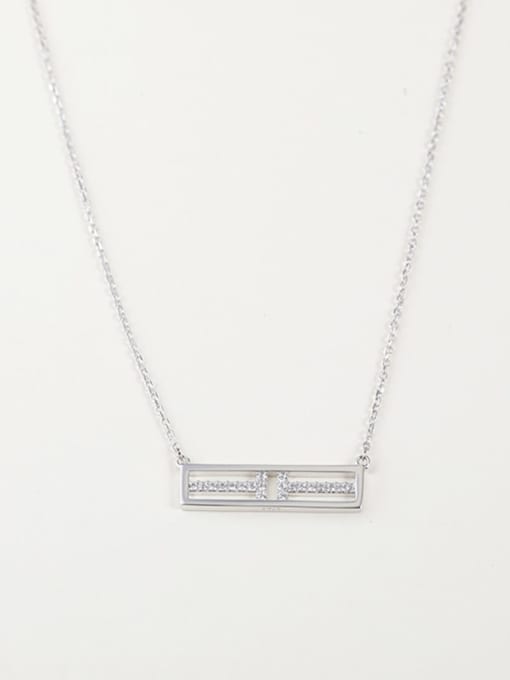 ANI VINNIE 925 Sterling Silver Cubic Zirconia Geometric Minimalist Long Strand Necklace 1