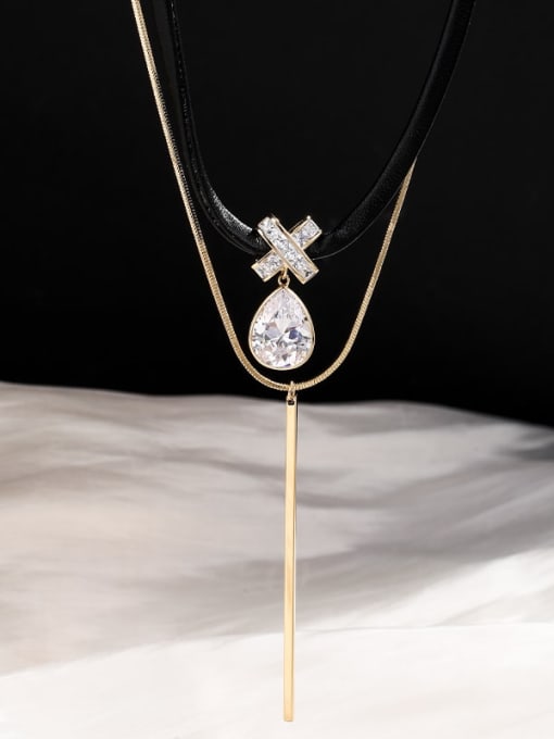 Lin Liang Brass Water Drop Dainty Long Strand Necklace 0