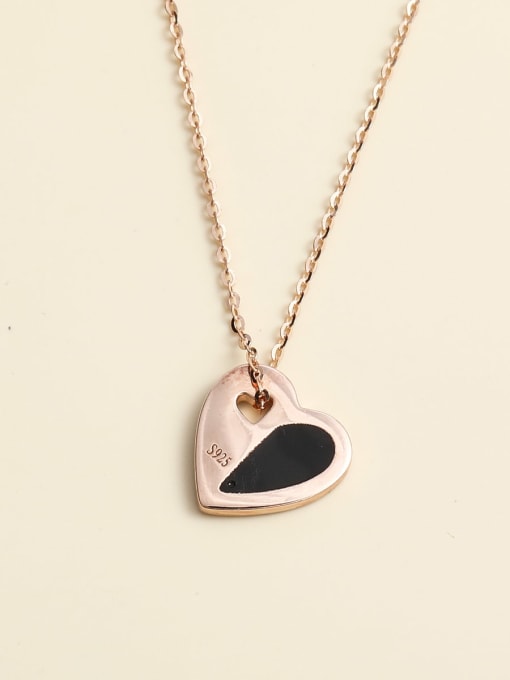 Rose 925 Sterling Silver Acrylic Heart Necklace