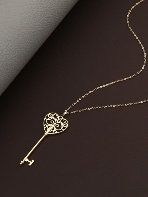 Gold Brass Key Minimalist Long Strand Necklace