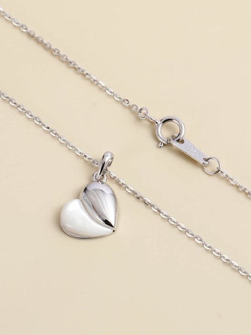 ANI VINNIE 925 Sterling Silver Cats Eye White Heart Minimalist Necklace 1