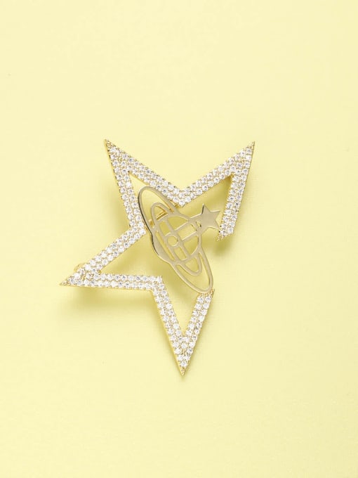Lin Liang Brass Cubic Zirconia White Planet Minimalist Pins & Brooches