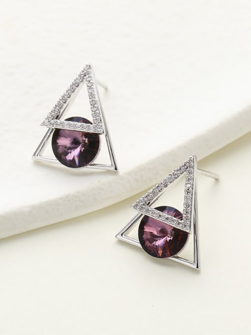 Purple Brass Triangle Trend Stud Earring