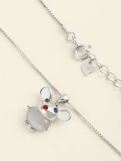 ANI VINNIE 925 Sterling Silver Rhinestone Multi Color Enamel Mouse Minimalist Choker Necklace 1