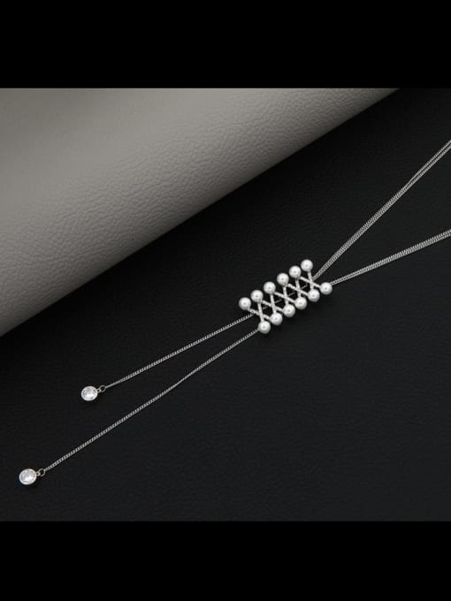 Lin Liang Cubic Zirconia White Geometric Minimalist Long Strand Necklace 2