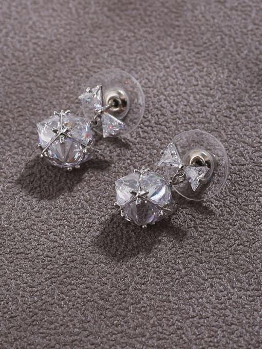 Lin Liang Brass  Cubic Zirconia Simple Round earrings 0