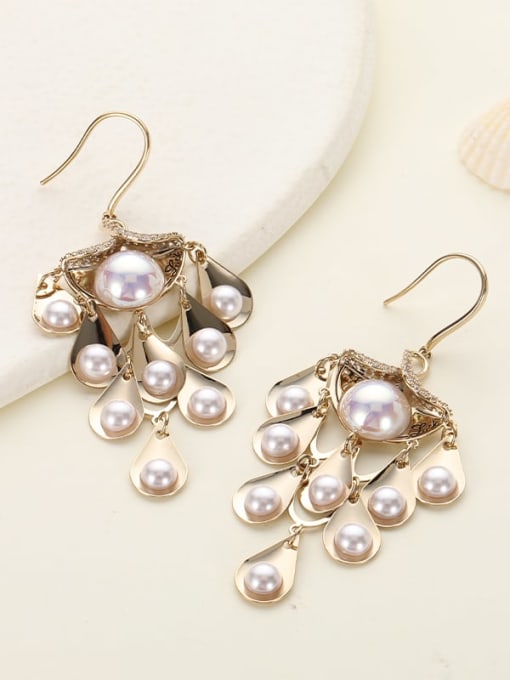 Lin Liang Brass Imitation Pearl Luxury Drop Earring 0
