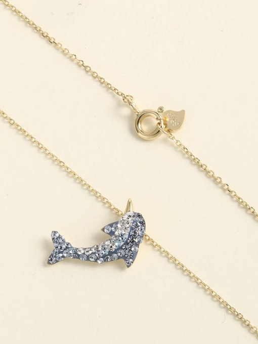 ANI VINNIE 925 Sterling Silver Cubic Zirconia Blue Dolphin Minimalist Choker Necklace 1