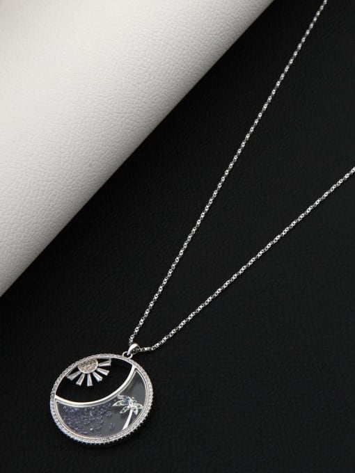White Brass Crystal Purple Geometric Minimalist Long Strand Necklace