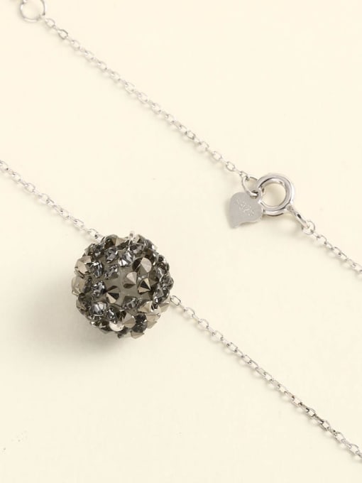 ANI VINNIE 925 Sterling Silver Glass Stone Gray Round Minimalist Choker Necklace 3