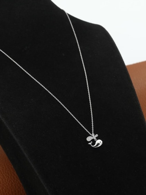 Lin Liang Brass Rhinestone White Dolphin Minimalist Link Necklace 0