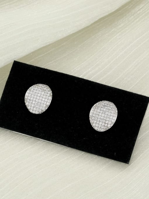 Lin Liang Brass Rhinestone White Geometric Minimalist Stud Earring 0