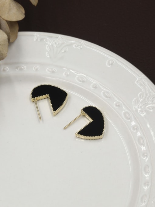 Gold Brass Acrylic Geometric Minimalist Stud Earring