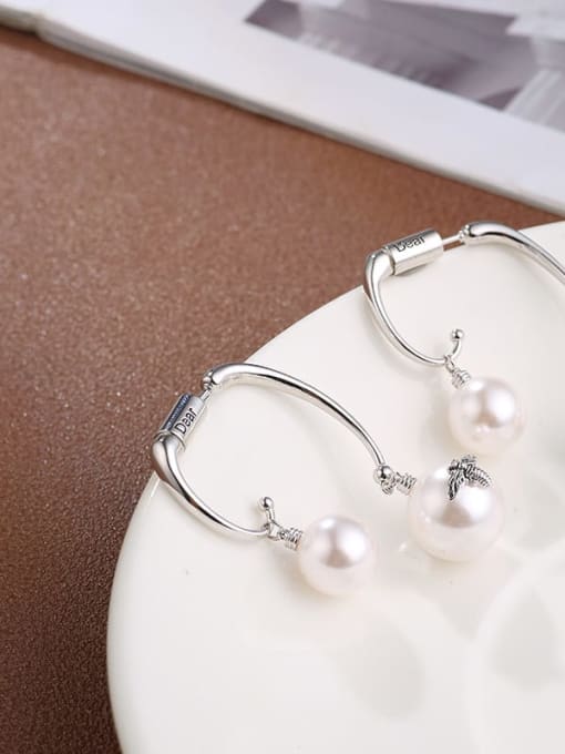 Platinum Brass  Freshwater Pearl   fashionable  Simple geometry earrings