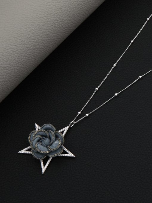 Lin Liang Brass Rhinestone White Geometric Minimalist Long Strand Necklace 2