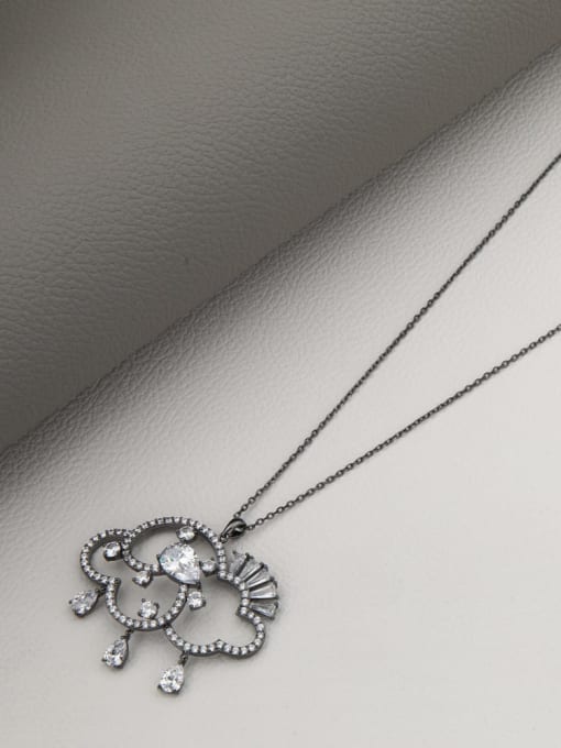 Lin Liang Brass Rhinestone White Cloud Minimalist Long Strand Necklace