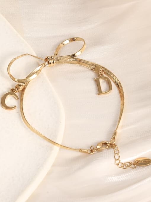 Gold Brass Bowknot Cute Adjustable Bracelet