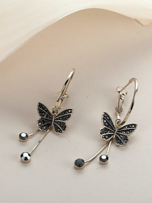 Lin Liang Brass Black Butterfly Dainty Drop Earring