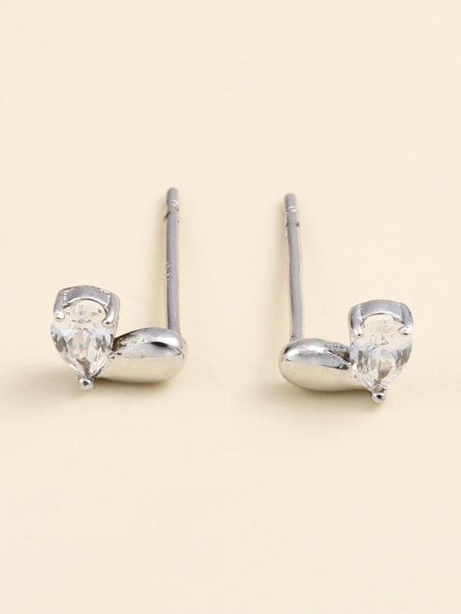 ANI VINNIE 925 Sterling Silver Cubic Zirconia White Heart Minimalist Stud Earring 0