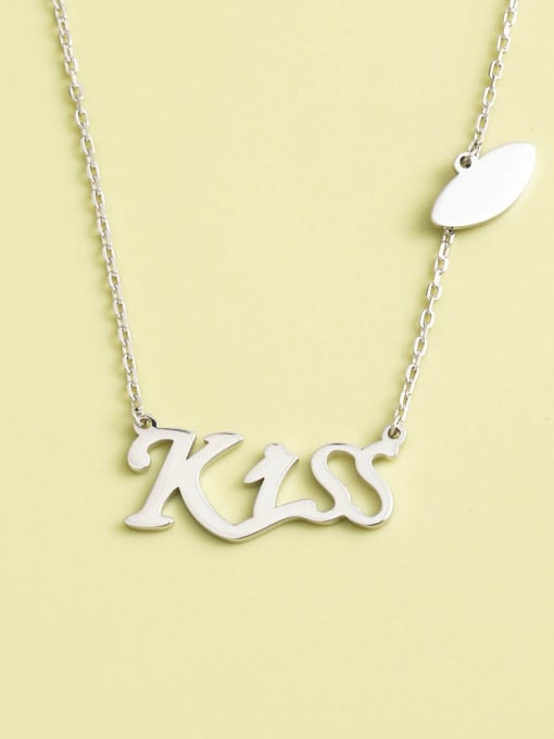 White 925 Sterling Silver Letter Minimalist Long Strand Necklace
