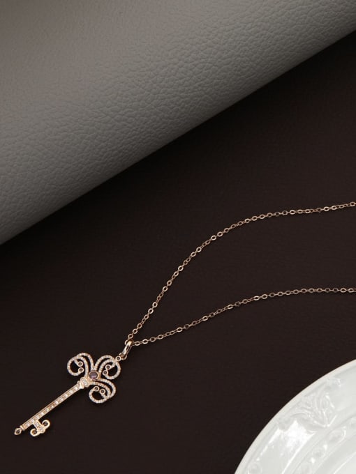 Lin Liang Brass Rhinestone White Key Minimalist Long Strand Necklace 3