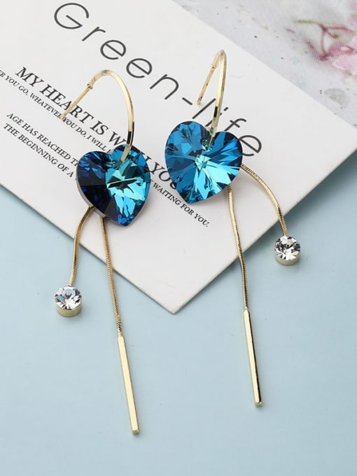 Lin Liang Brass Cubic Zirconia Blue Heart Minimalist Drop Earring