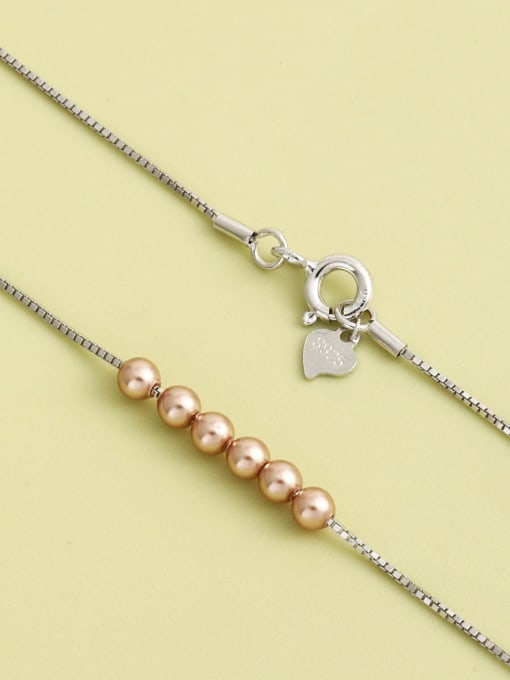 ANI VINNIE 925 Sterling Silver Imitation Pearl Brown Round Minimalist Long Strand Necklace 1