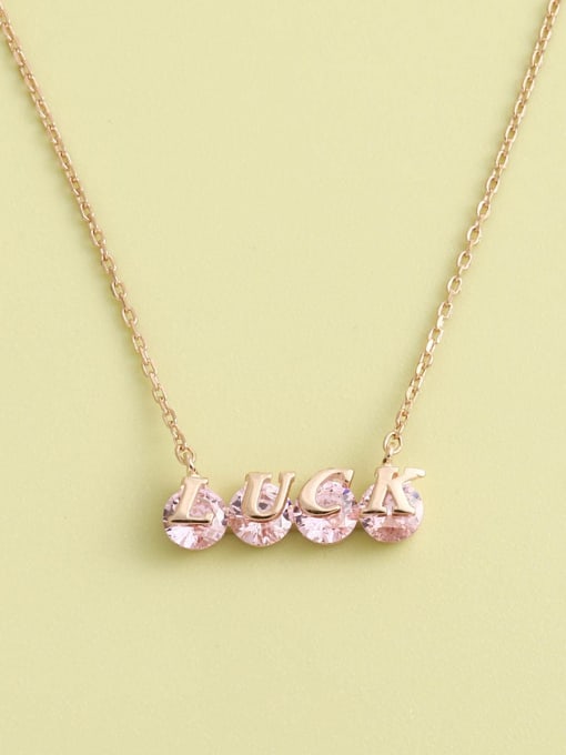 ANI VINNIE 925 Sterling Silver Cubic Zirconia Pink Letter Minimalist Long Strand Necklace