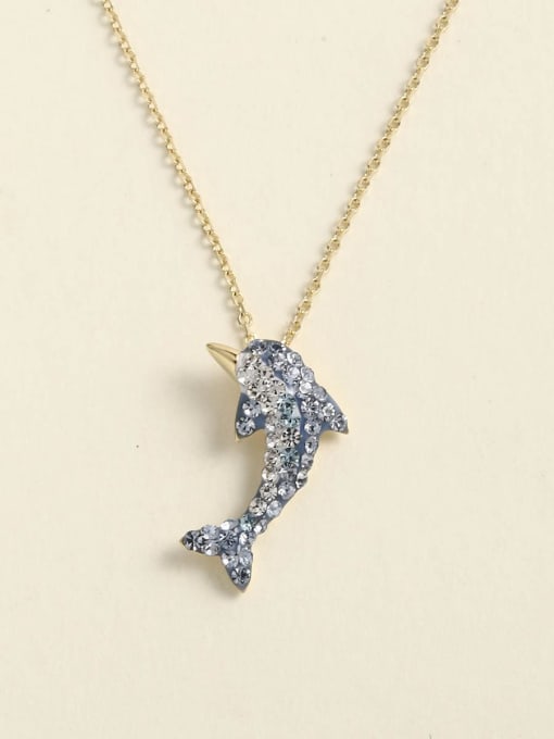ANI VINNIE 925 Sterling Silver Cubic Zirconia Blue Dolphin Minimalist Choker Necklace 0