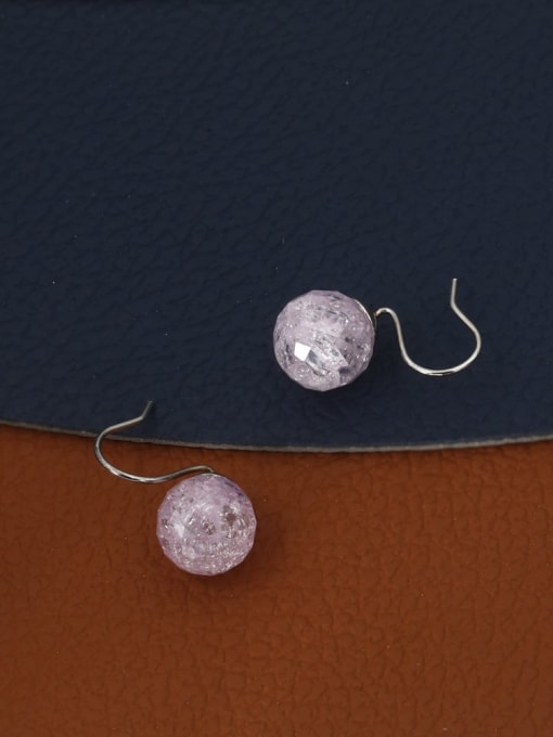 Lin Liang Brass Glass Stone Blue Round Minimalist Hook Earring 1