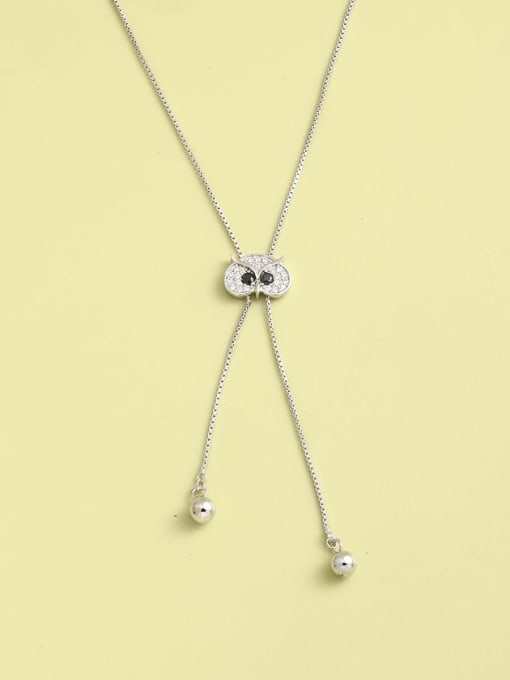 ANI VINNIE 925 Sterling Silver Cubic Zirconia White Bird Minimalist Long Strand Necklace 0