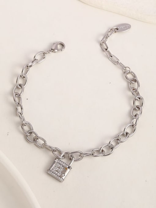 Silver Brass Cubic Zirconia White Locket Dainty Adjustable Bracelet