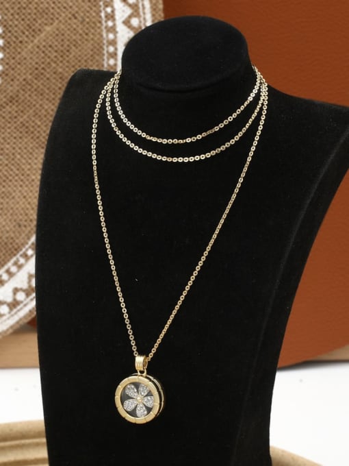Gold Brass Rhinestone White Irregular Minimalist Long Strand Necklace