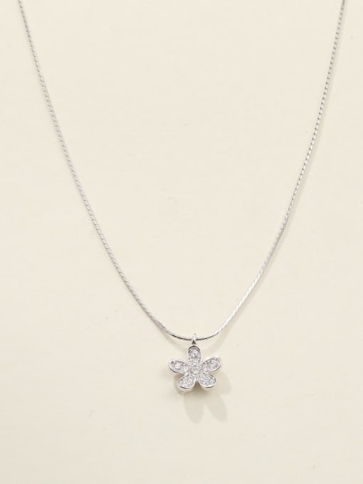 ANI VINNIE 925 Sterling Silver Cubic Zirconia White Flower Minimalist Long Strand Necklace 1