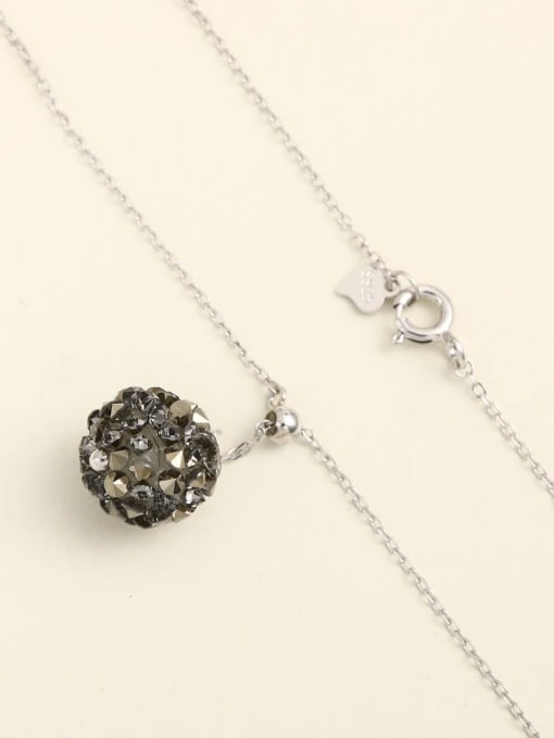 ANI VINNIE 925 Sterling Silver Crystal Black Geometric Minimalist Long Strand Necklace 1