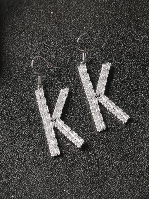 Lin Liang Brass Cubic Zirconia White Letter Classic Cluster Earring