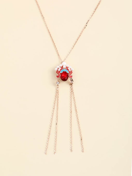 Rose 925 Sterling Silver Crystal Red Enamel Classic Necklace