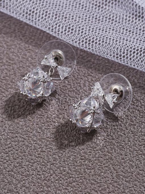 Lin Liang Brass  Cubic Zirconia Simple Round earrings 1