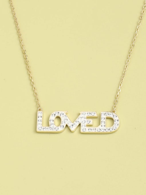 Gold 925 Sterling Silver Cubic Zirconia White Letter Minimalist Necklace