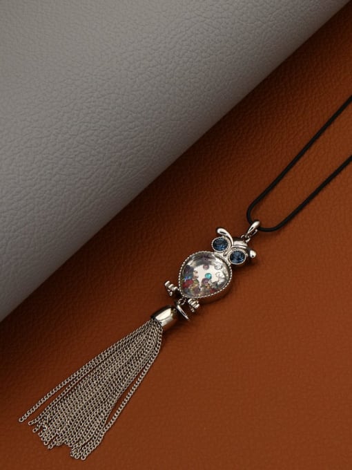 Coffee gold color diamond Brass Crystal Multi Color Bird Minimalist Long Strand Necklace