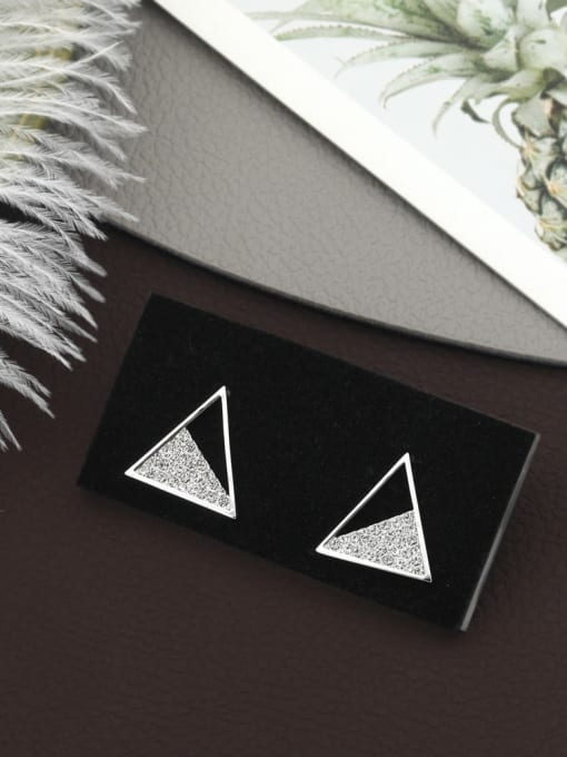 Lin Liang Brass Rhinestone White Triangle Minimalist Stud Earring 0