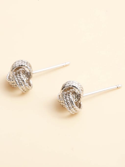 White 925 Sterling Silver Geometric Minimalist Stud Earring