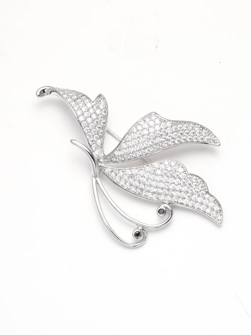 Lin Liang Brass Cubic Zirconia White Butterfly Minimalist Pins & Brooches 1