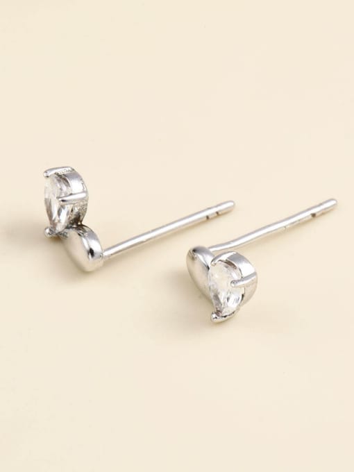 ANI VINNIE 925 Sterling Silver Cubic Zirconia White Heart Minimalist Stud Earring 1