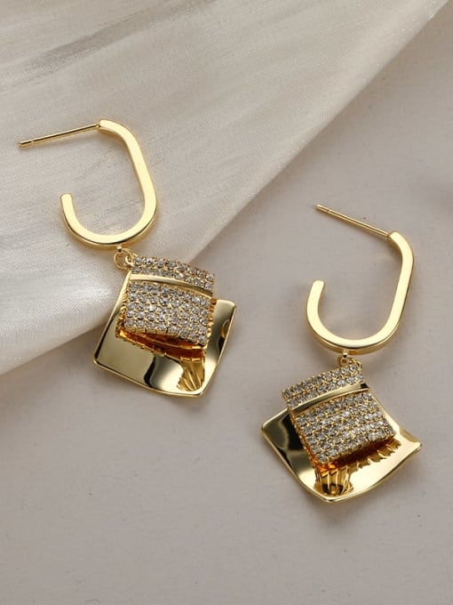 Lin Liang Brass White Geometric Dainty Drop Earring