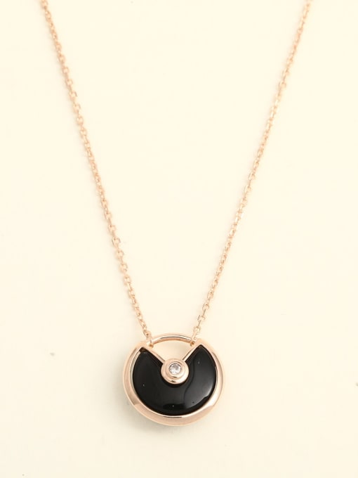 ANI VINNIE 925 Sterling Silver Acrylic Round Minimalist Long Strand Necklace
