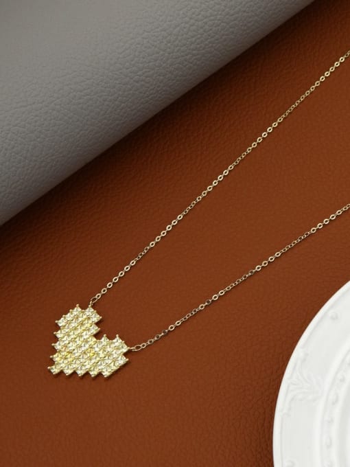 Lin Liang Brass Rhinestone White Heart Minimalist Long Strand Necklace 0